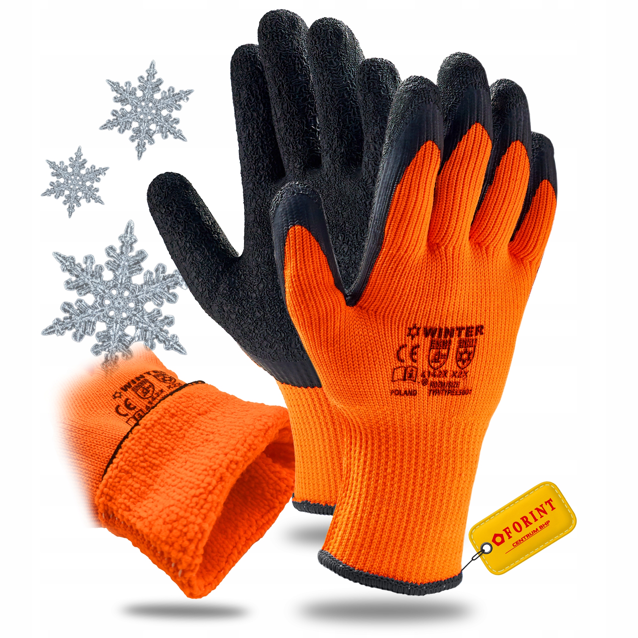 RĘKAWICE ROBOCZE ZIMOWE OCIEPLANE GRUBE rękawiczki CIEPŁE MOCNE LATEX 1PARA