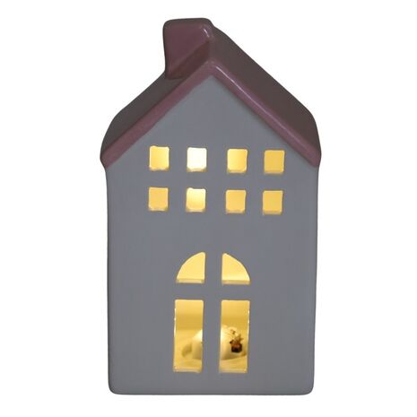 DOMEK DOM CERAMICZNY LED ŚWIECZNIK LAMPION FIGURKA CERAMICZNA NA PREZENT L