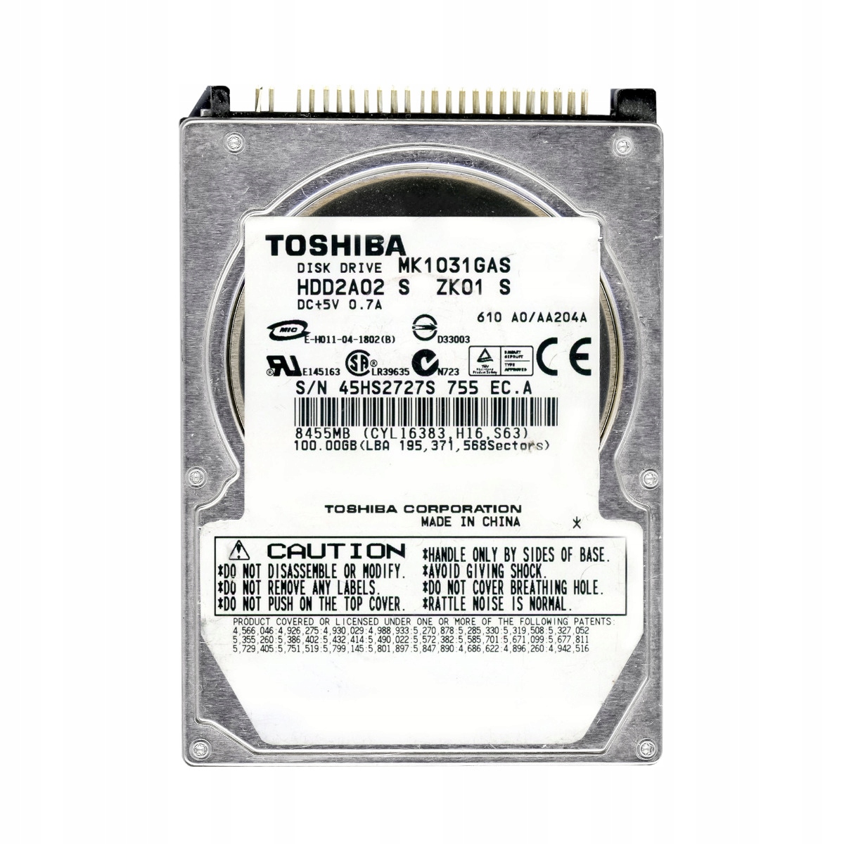 Toshiba 100GB 4.2k 8MB Ata 2.5'' MK1031GAS