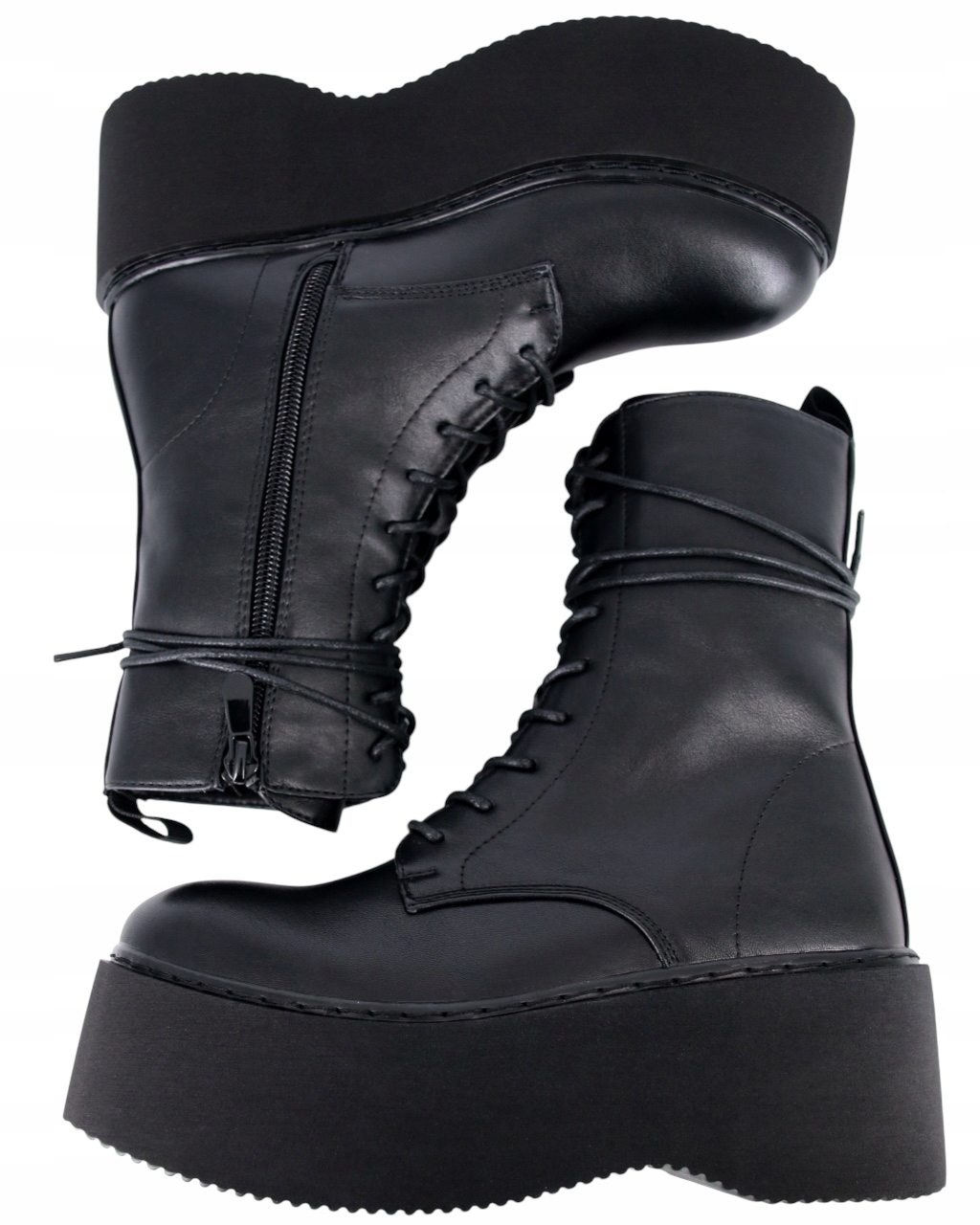 Kanady Kotníkové Boty Na Platformě, Černé, Z Ekokože, Pro Mládež Boty 40