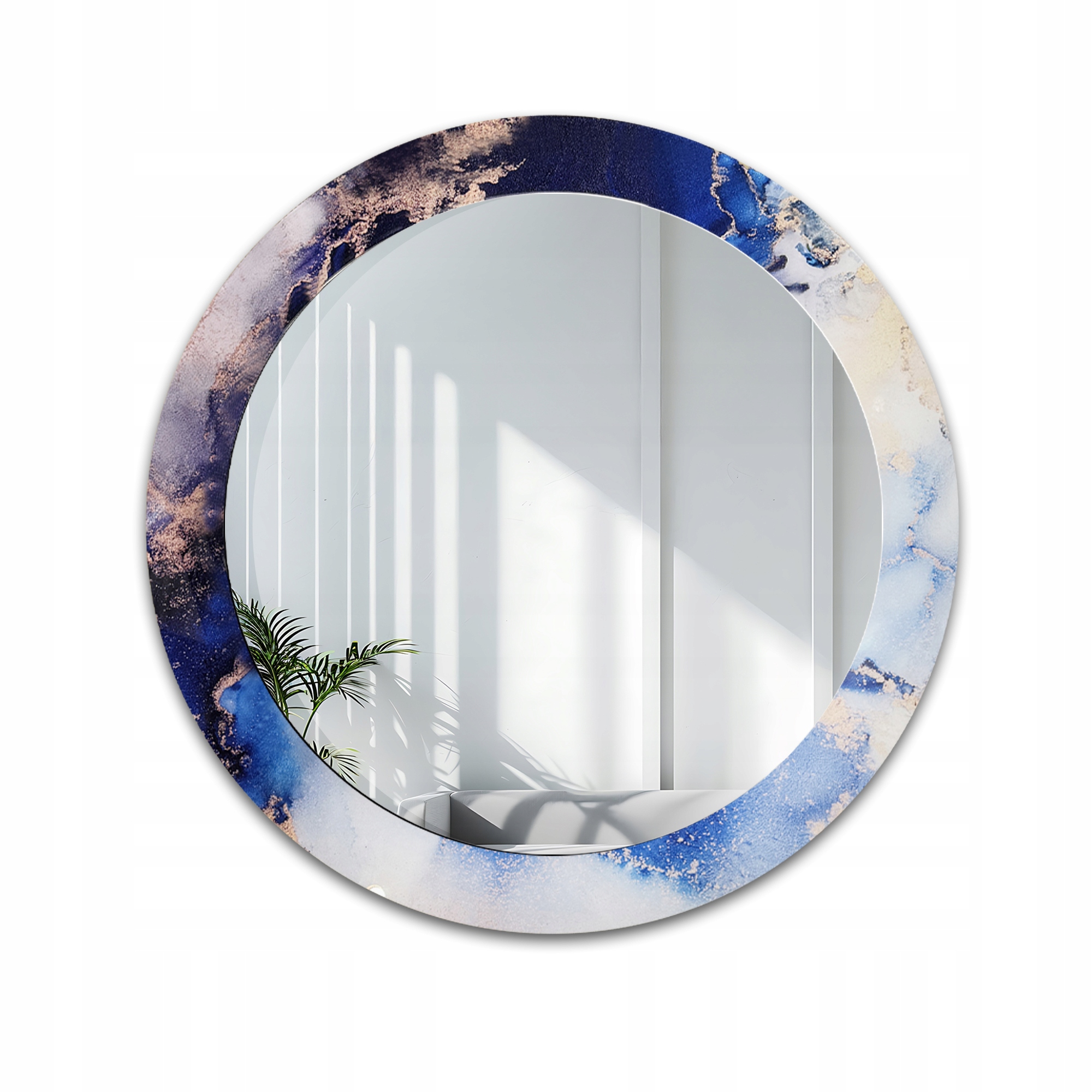 Zrcadlo kulaté na modrém mramoru Marble Iris Fi 90 cm
