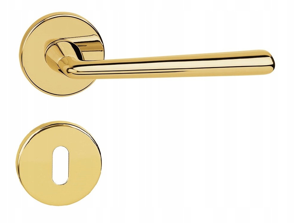 

klamka Miriam rozety pod klucz złoty błyszczący