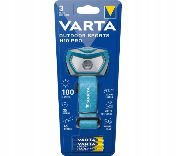 MOCNA LATARKA VARTA CZOŁOWA NA GŁOWĘ LED CZOŁÓWKA WODOODPORNA OUTDOOR Źródło światła LED