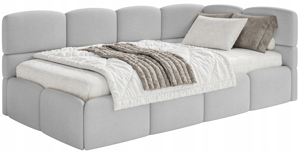 Postel pro mláděž 120x200 cm Cloudy světle šedá žinylka pravá