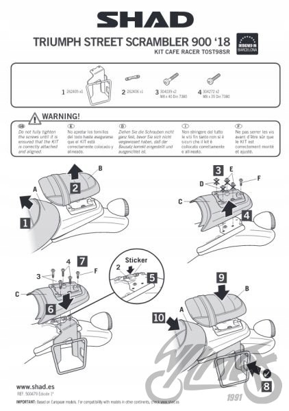 STELAŻ SAKWY BOCZNEJ SR DO TRIUMPH STREET SCRAMBLE Dopasowanie do pojazdu produkt uniwersalny