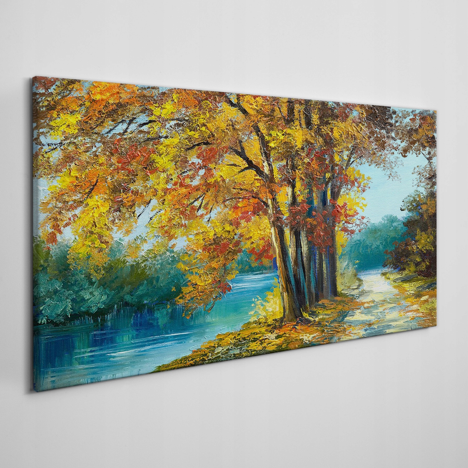 

Obraz na płótnie Las rzeka drzewa liście 100x50 cm