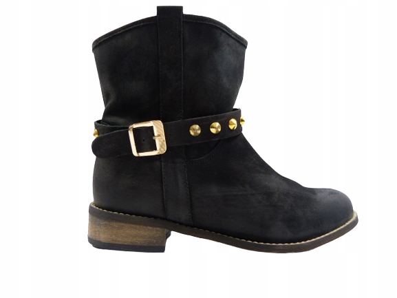 černé kožené kotníkové boty dámské kozačky s cvočky Zych&ST 37