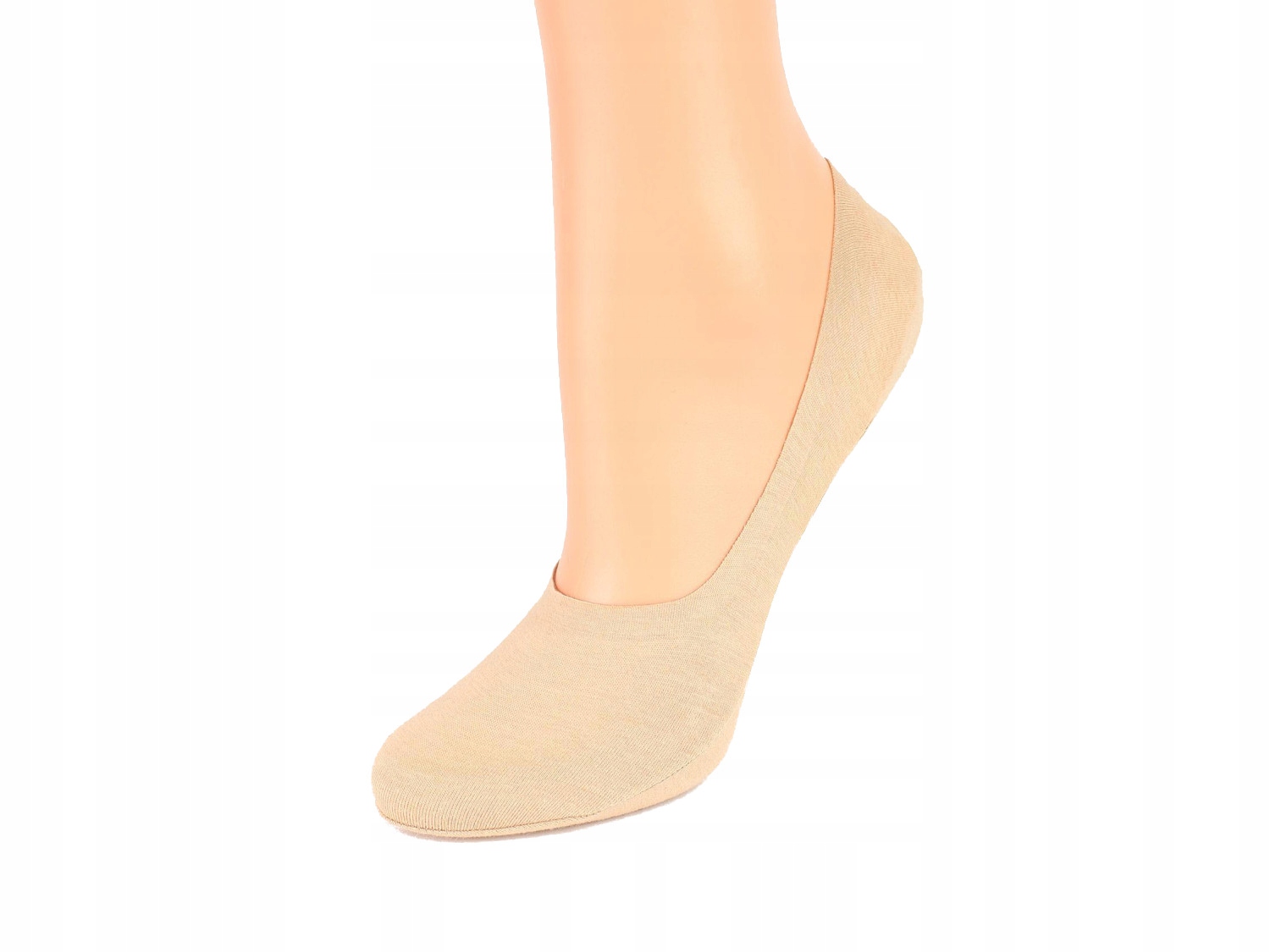 

Bawełniane gładkie stopki damskie Discreet beżowe