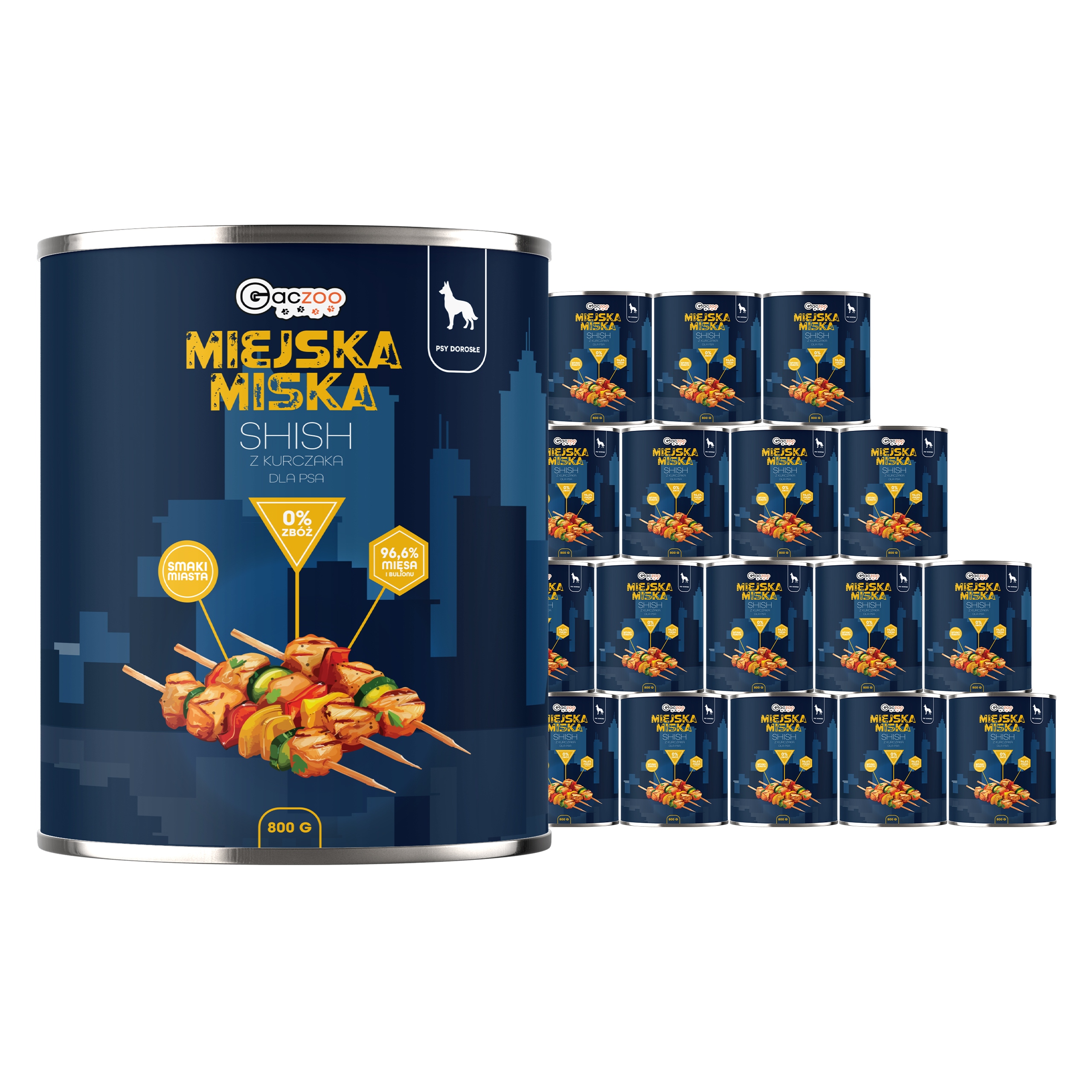 Levně Krmivo pro psy Městská miska Gaczoo Shish s kuřecím masem 18 x 800 g