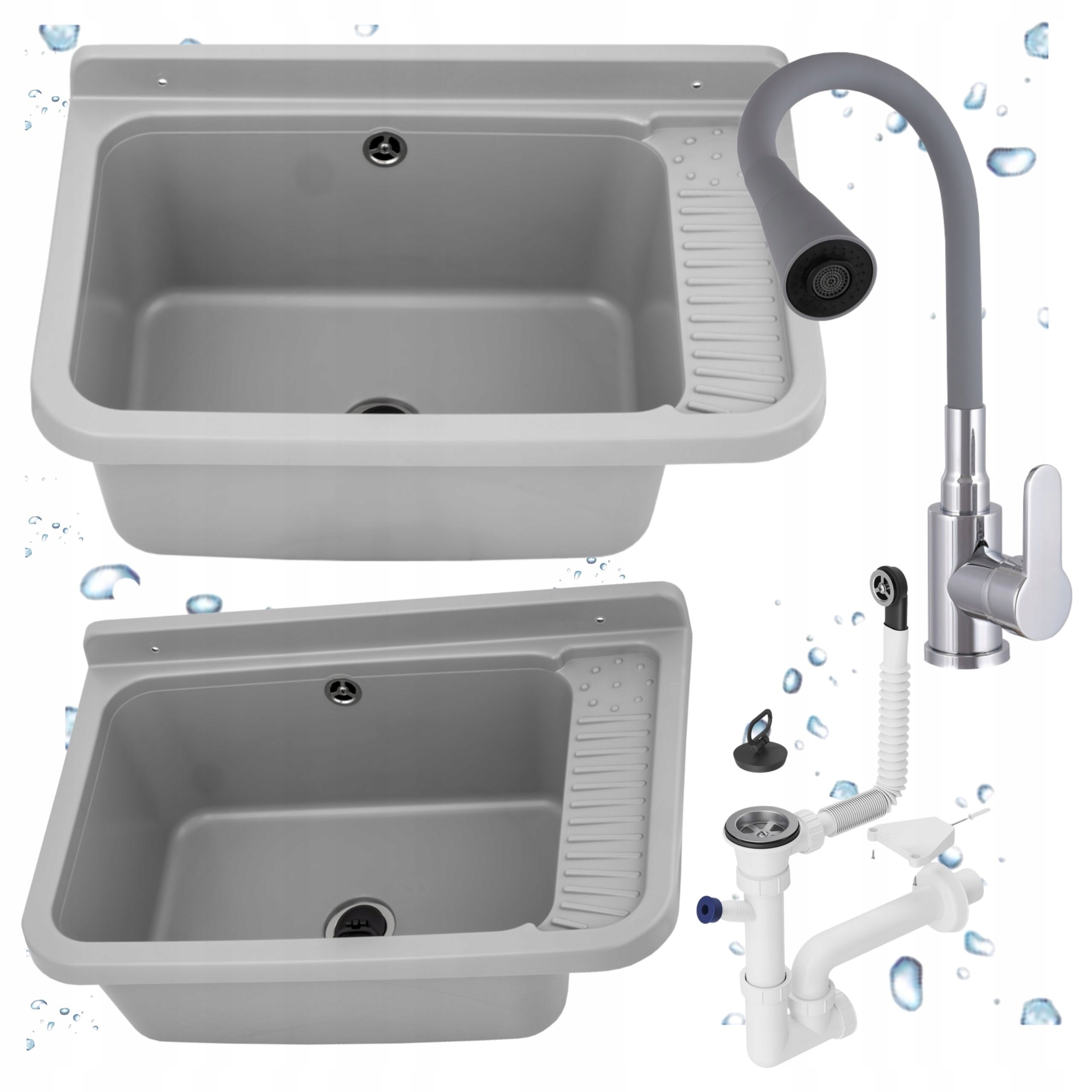 Technický Dřez Technická baterie Ohebná šedá Prádelna Garáž Kotelna