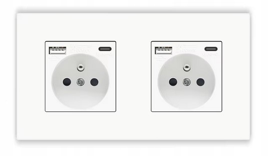 Gniazdko Podwójne 157mm Usb A-c Kontakt 16A Plastikowe 3.1A Quick Charge