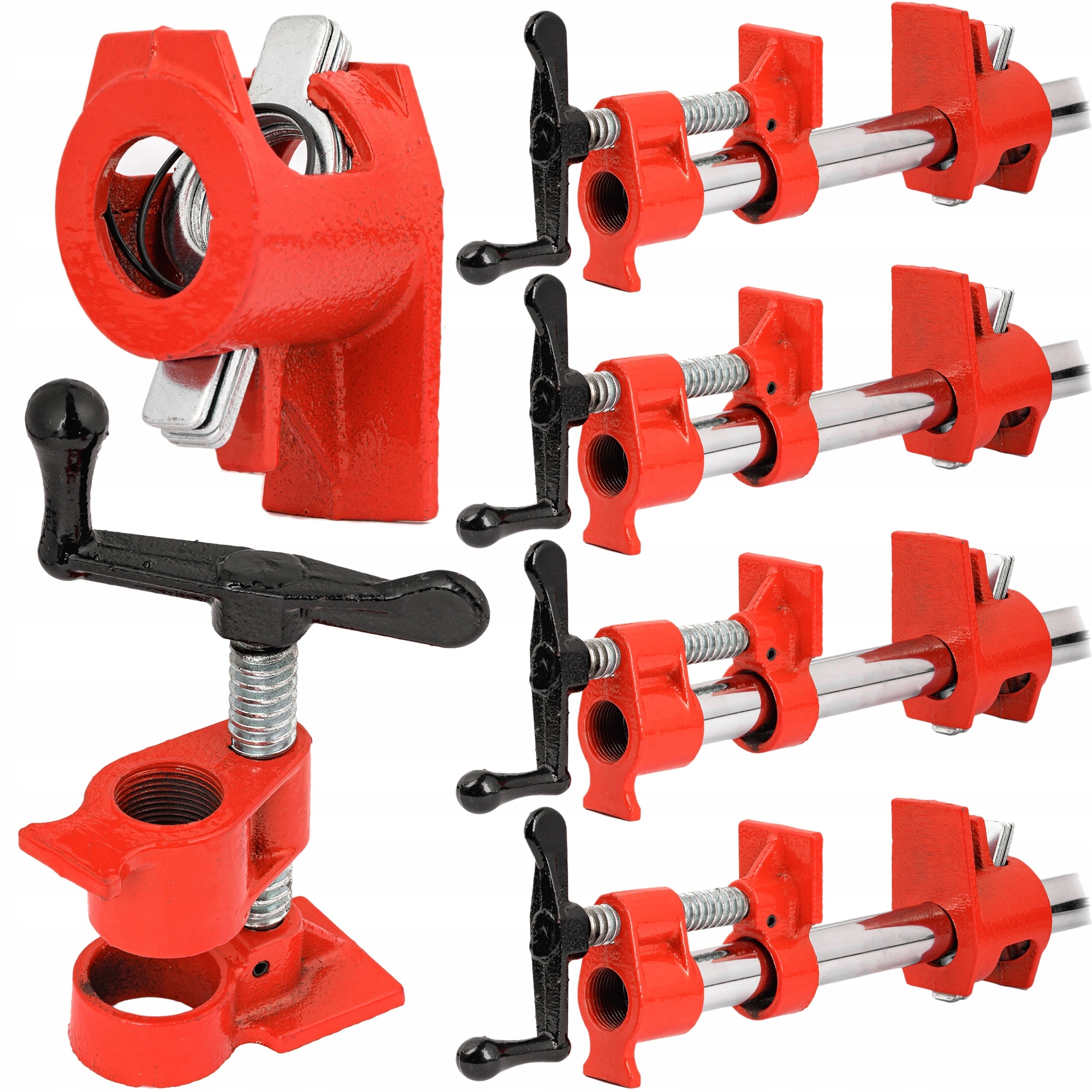 4x Ścisk Stolarski Rurowy Bezkońcowy Na Rurę 3/4" Imadło Zacisk Montażowy