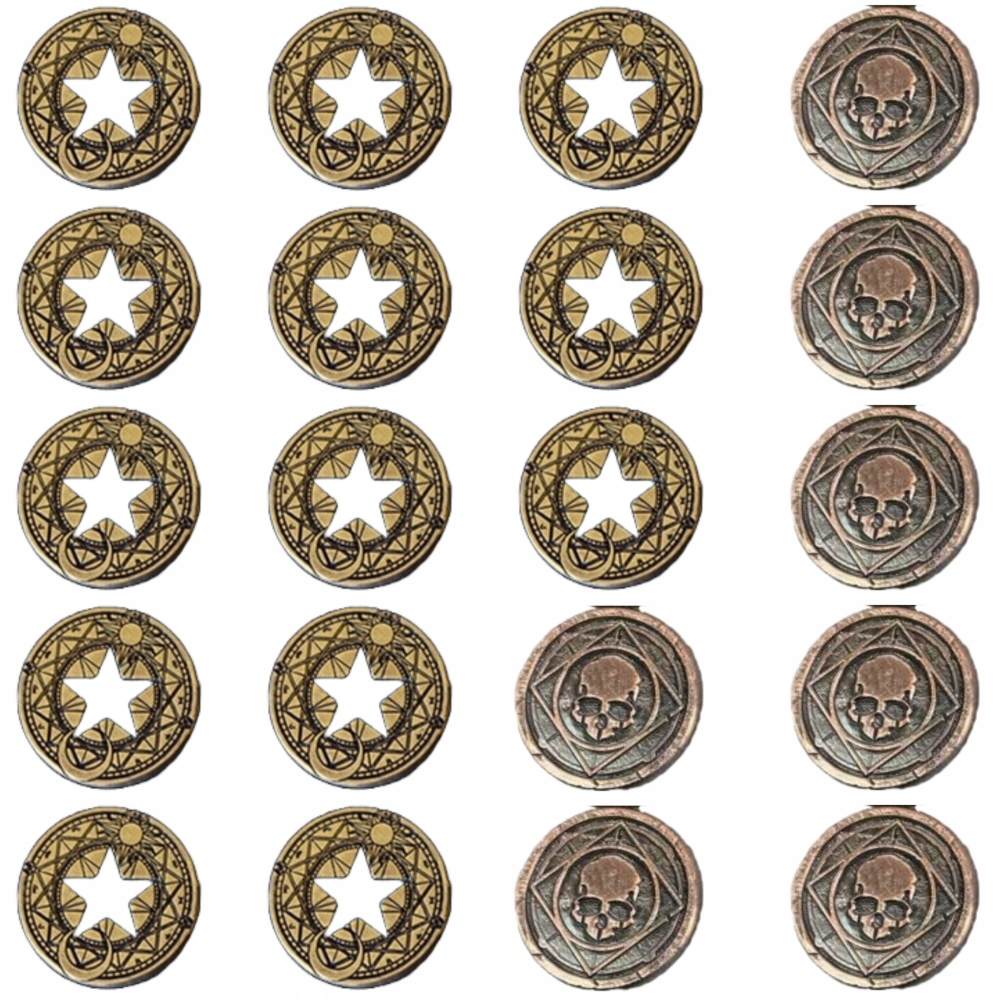 LOŻA CZARODZIEJEK - ZESTAW 20 METALOWYCH MONET LARP RPG