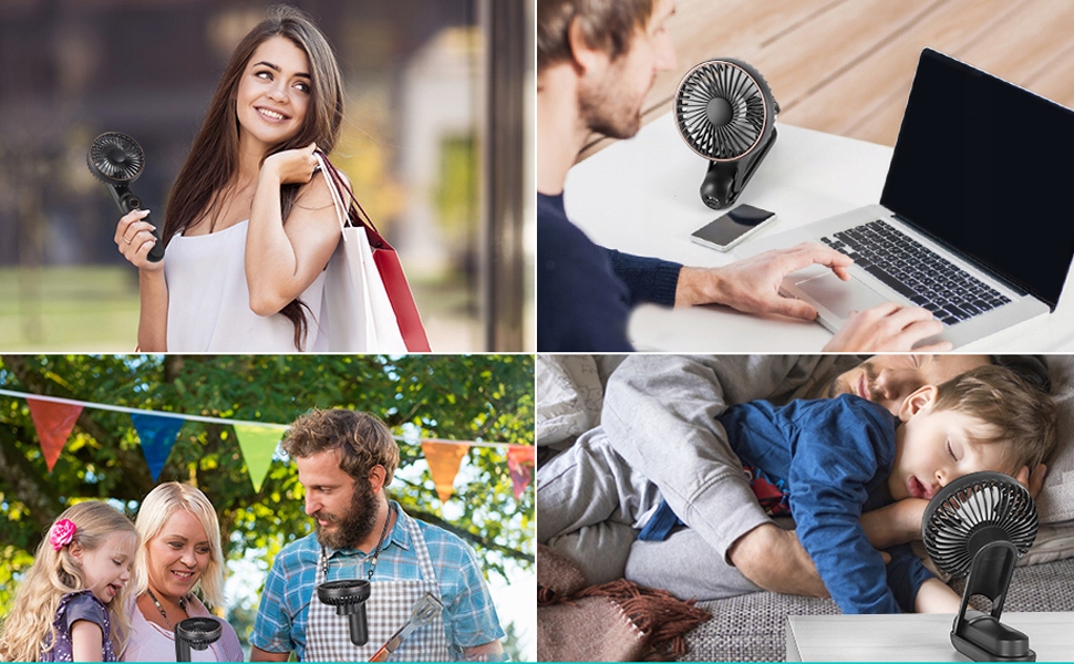 Przenośny Wiatrak Ręczny z LED 5 Prędkościami Ładowany Mini2000mAh Sterowanie elektroniczne