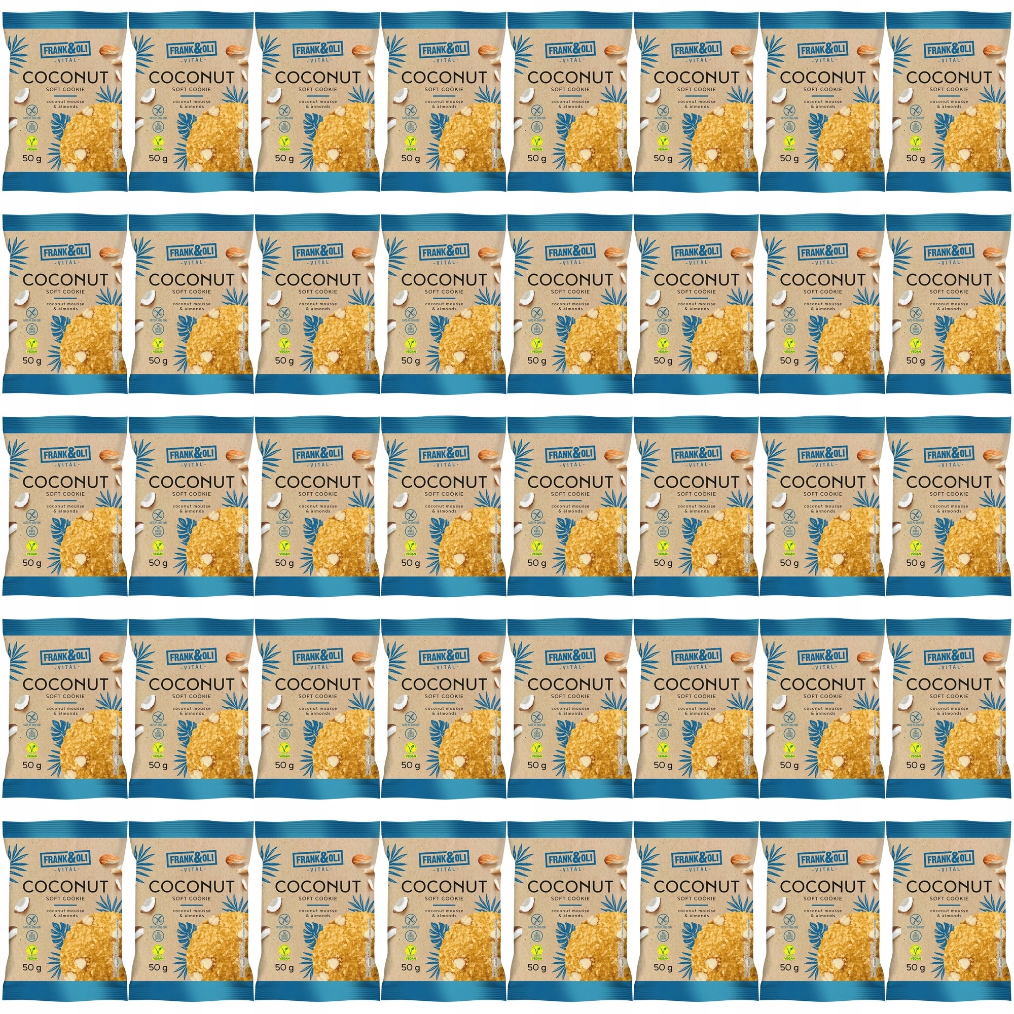 Zestaw ciasteczek Frank&Oli Ciasteczko kokosowe z Migdałami 50 g 40 szt.