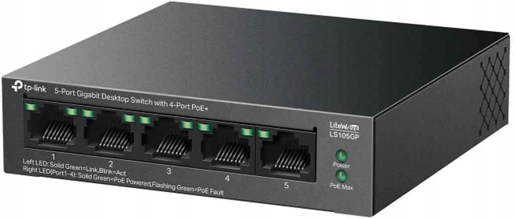 Switch TP-LINK LS105GP Gigabit Ethernet, 5 portów, Funkcja PoE