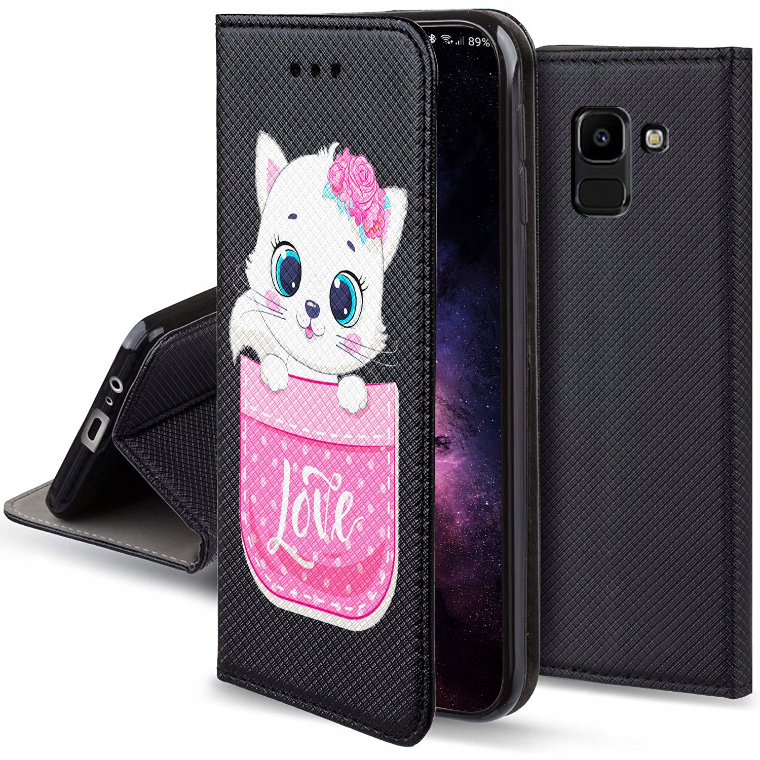 

Etui Magnet Kotek do Samsung Galaxy A8 2018 +szkło