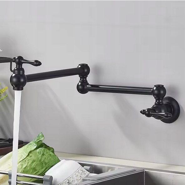 Krunn Style Nástenná kuchynská batéria nad dosku Pot Filler Skladacia čierna