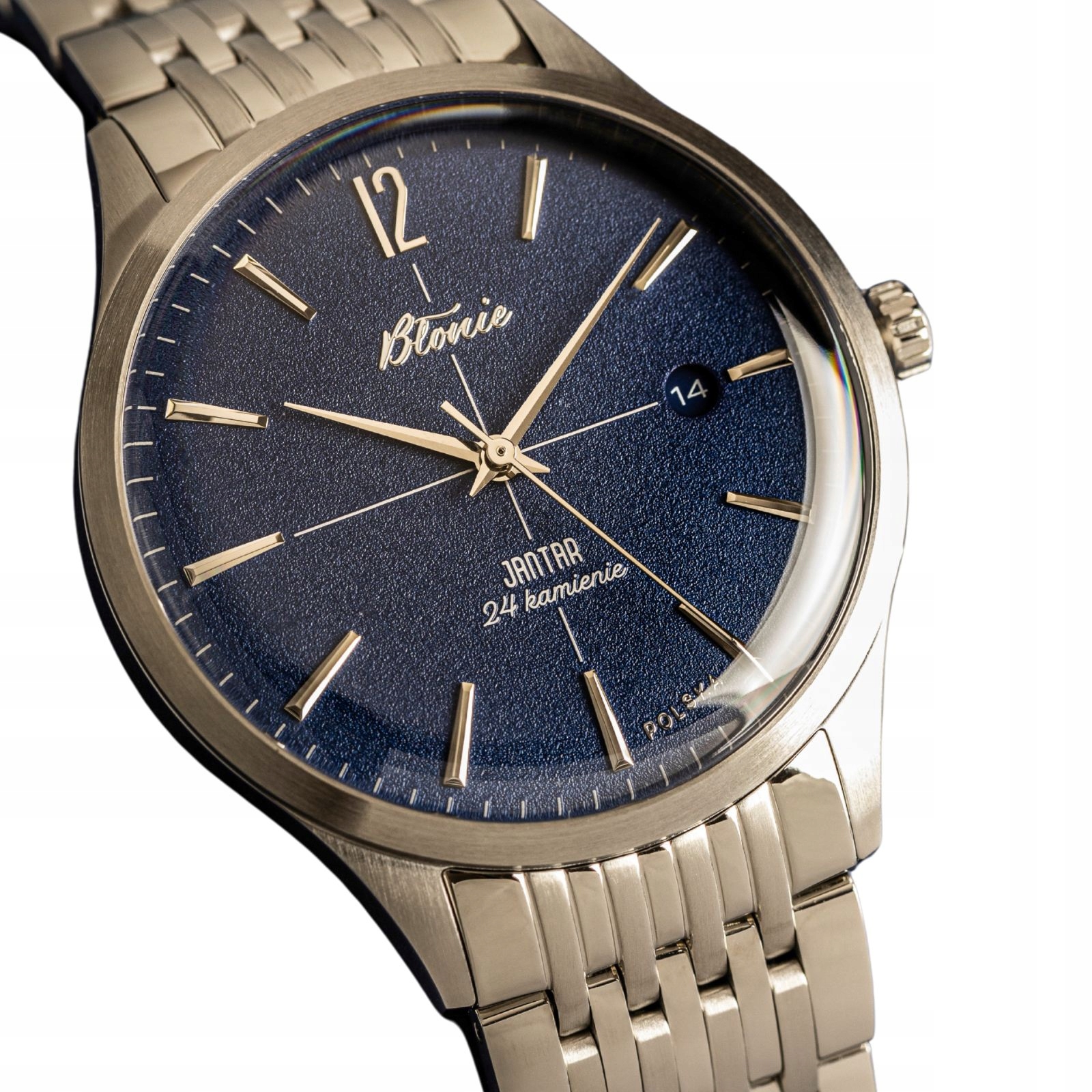 Pánské hodinky Błonie Jantar Burza Automatický modrý ciferník 40 mm