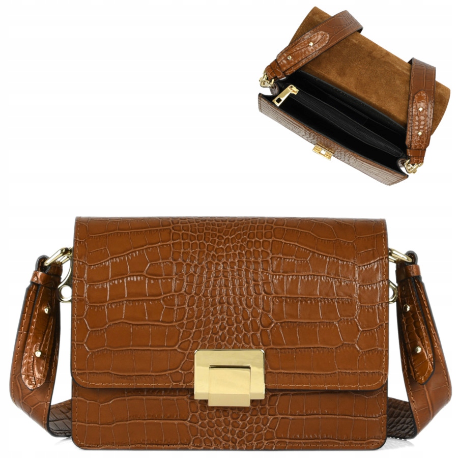 

Torebki damskie crossbody camel skóra naturalna