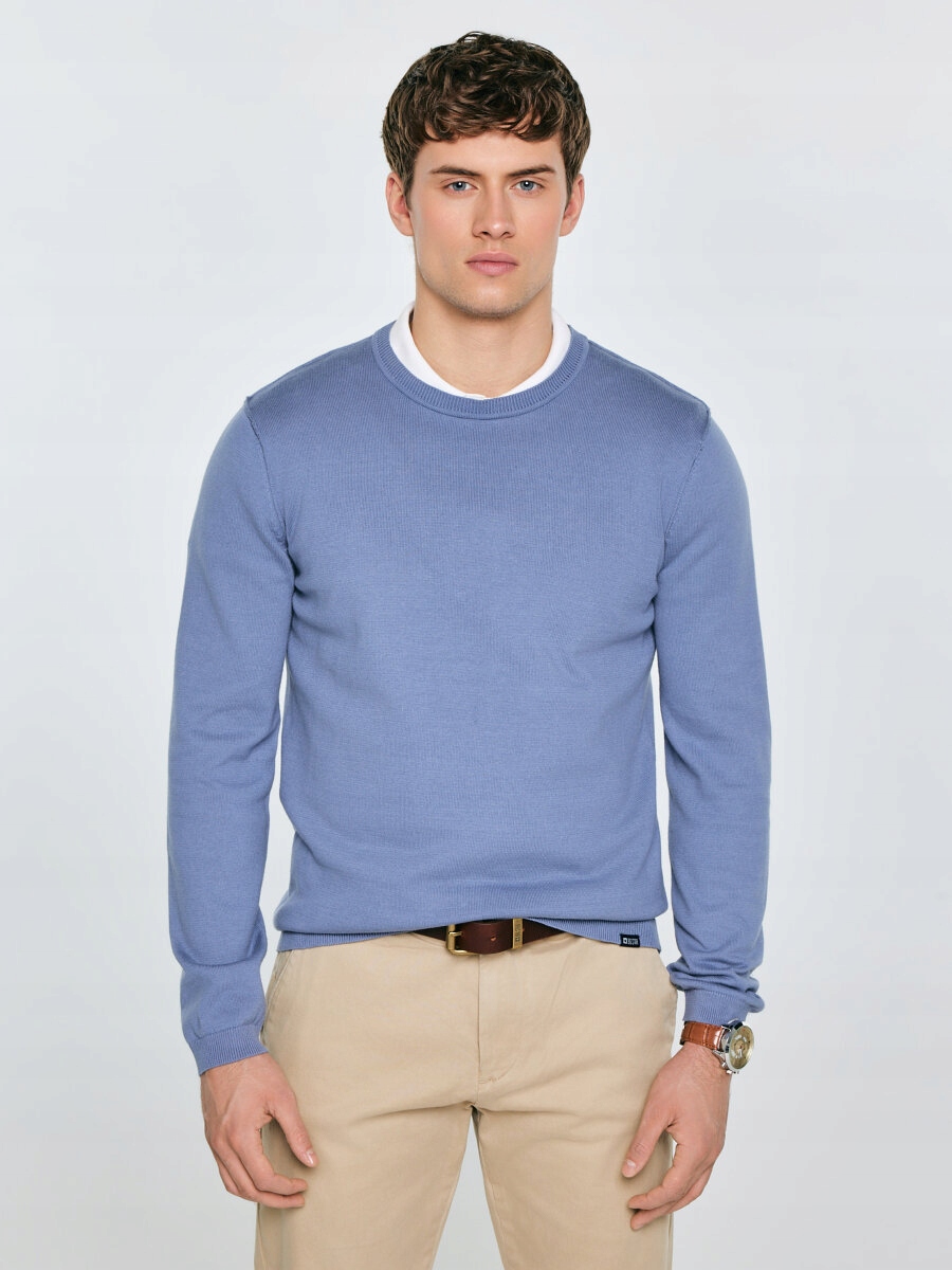Big Star Pánský bavlněný svetr Simoner modrý 402 XXL