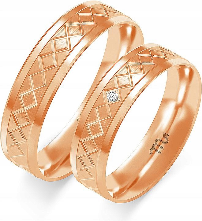 Růžové zlaté jemné snubní prsteny 14K 585 r 20 21 22, jedinečný svatební vzor