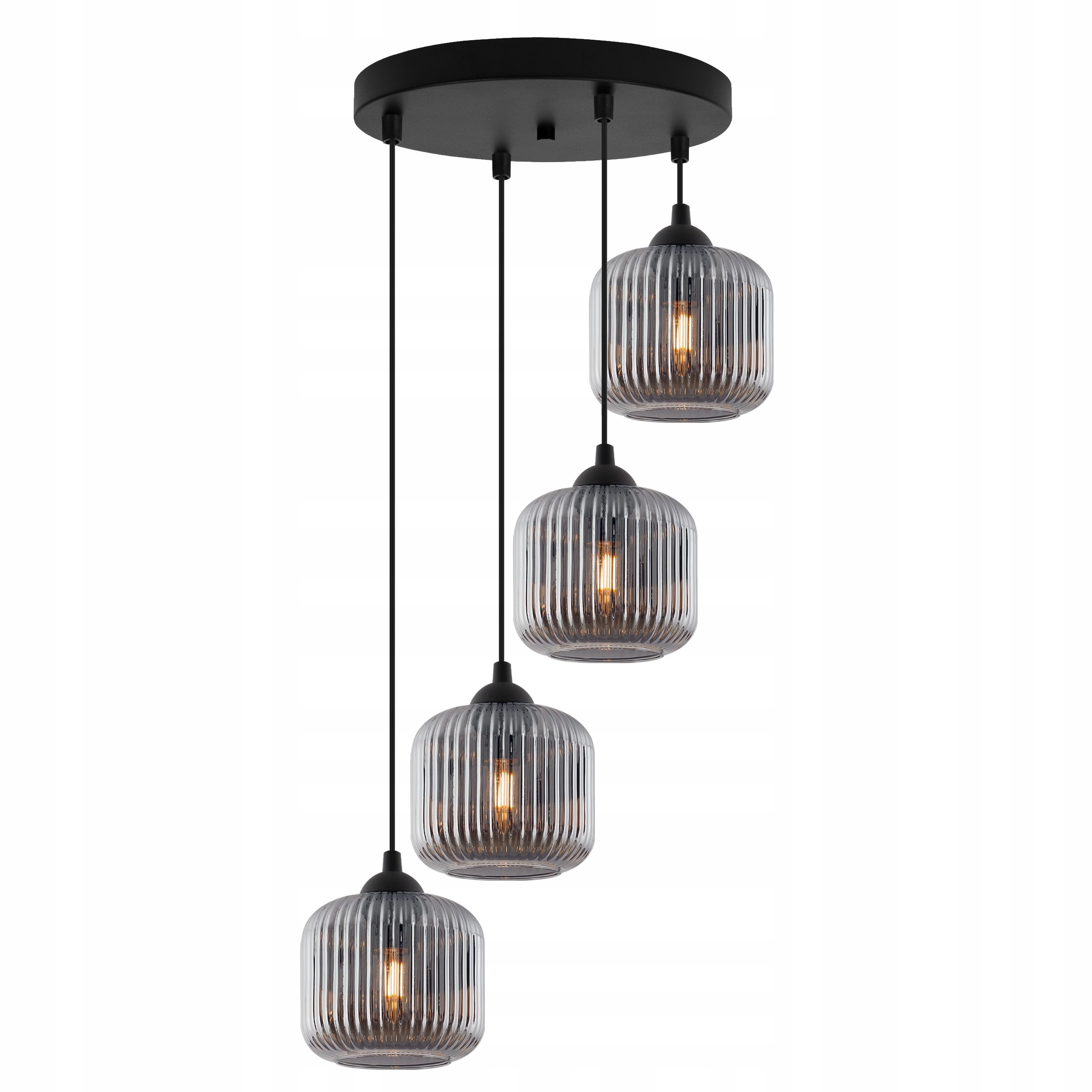 Závesná Stropná Lampa Luster Čierna Grafitové Sklenené Tienidlá Nad Stôl