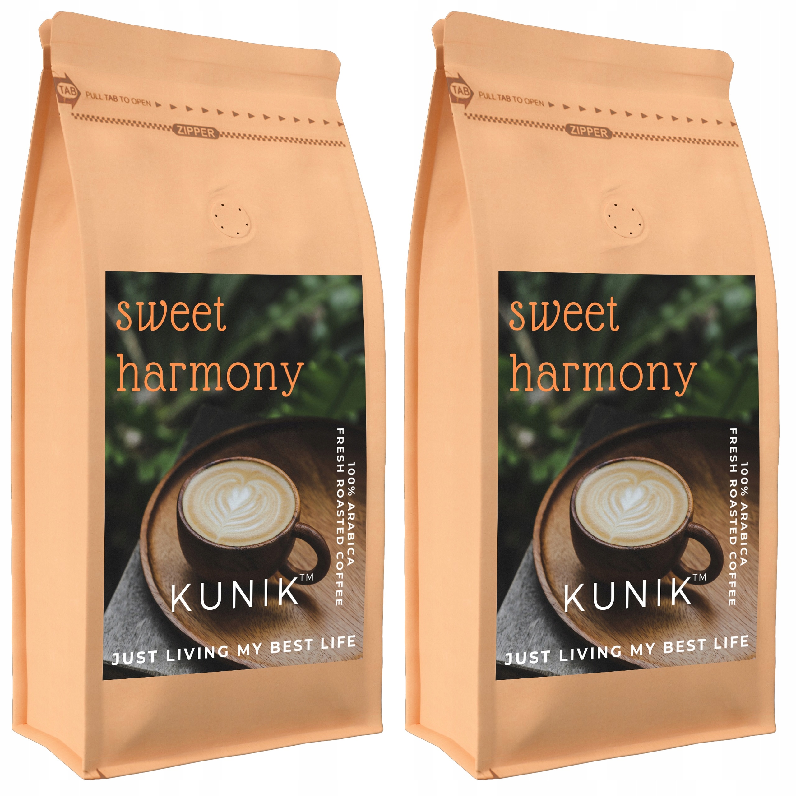 Levně Káva zrnková 2 kg Čerstvě Pražená 100% Arabica Sweet Harmony (2x1 kg)