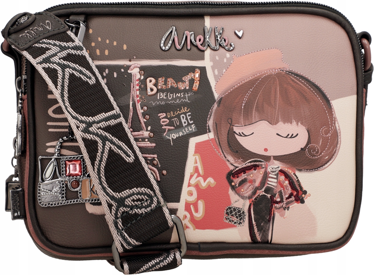 A328 Anekke torebka listonoszka dwukomorowa Real Mademoiselle szeroki pas