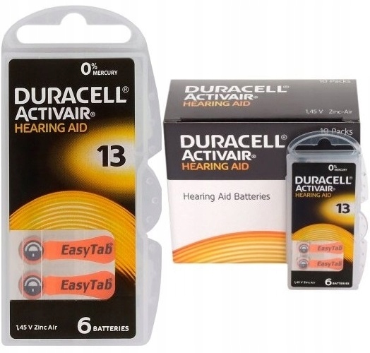 

6x Bateria słuchowa Duracell 13 PR48 Activair Hg0%