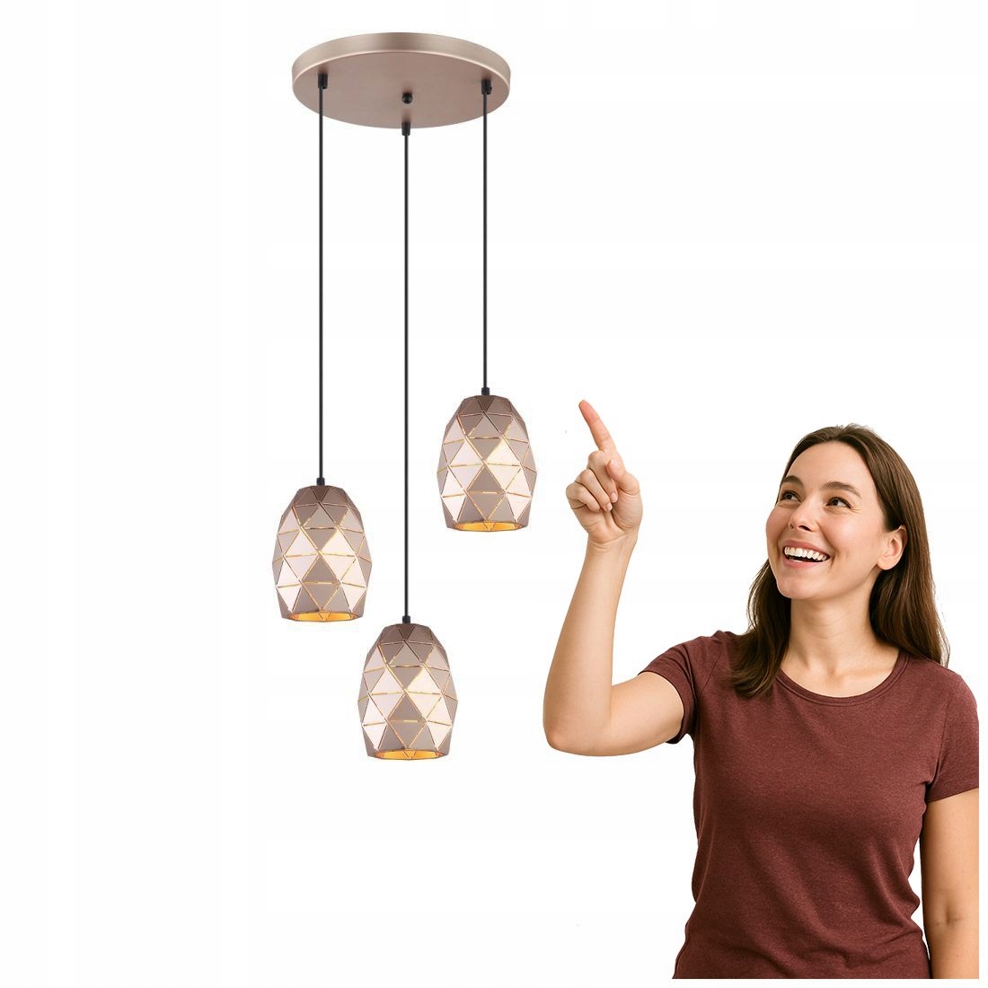 Moderní závěsná lampa Harley zlatá šampaňská Italux