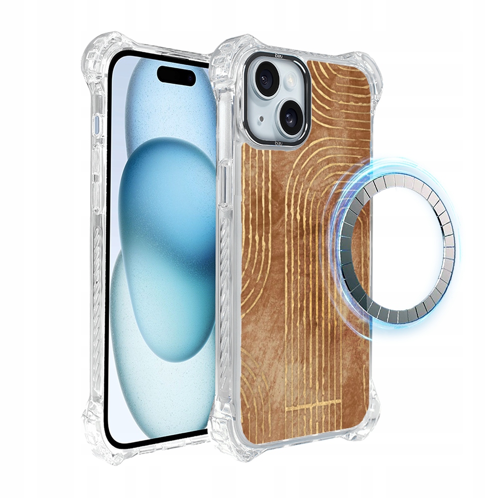 Pouzdro pro iPhone 15 Ibizu DropGuard Ultra s MagSafe, geometrické linie