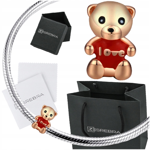 

Charms Miś Serce srebro 925 koralik zawieszka