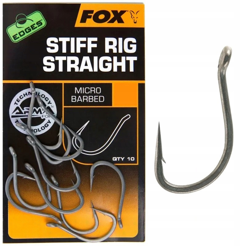 Haczyki Karpiowe Fox Edges Armapoint Stiff Rig Straight Nr 5 10szt. Ostre
