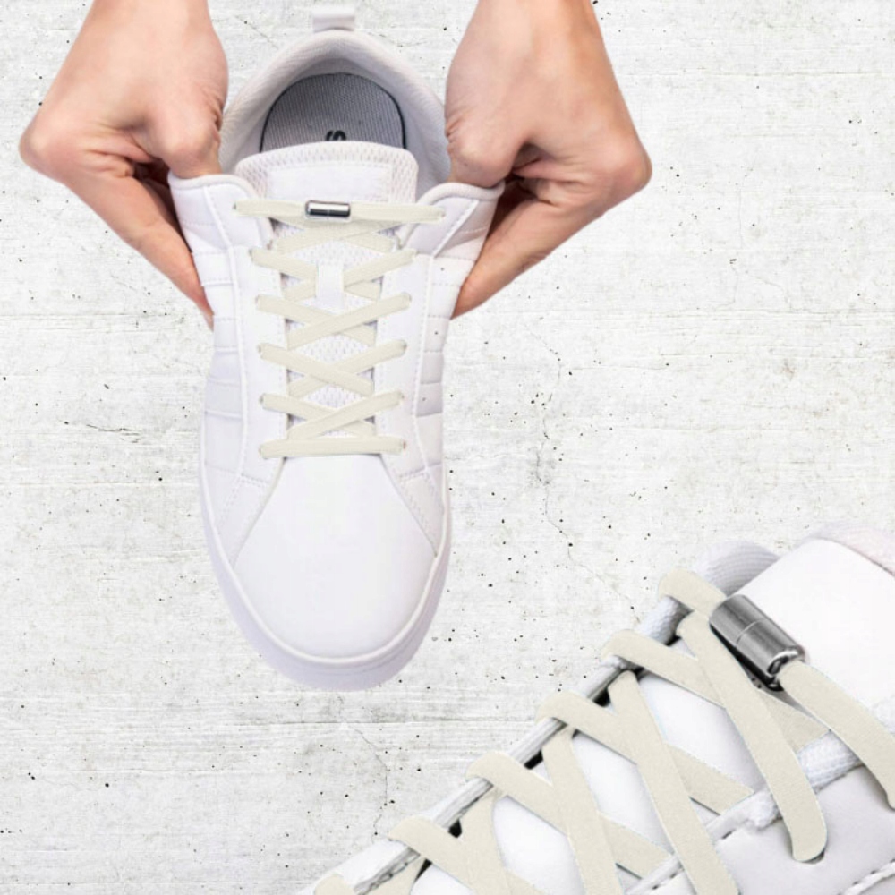 Sznurowadła Bez Wiązania ELASTYCZNE białe Długość całkowita 100 cm