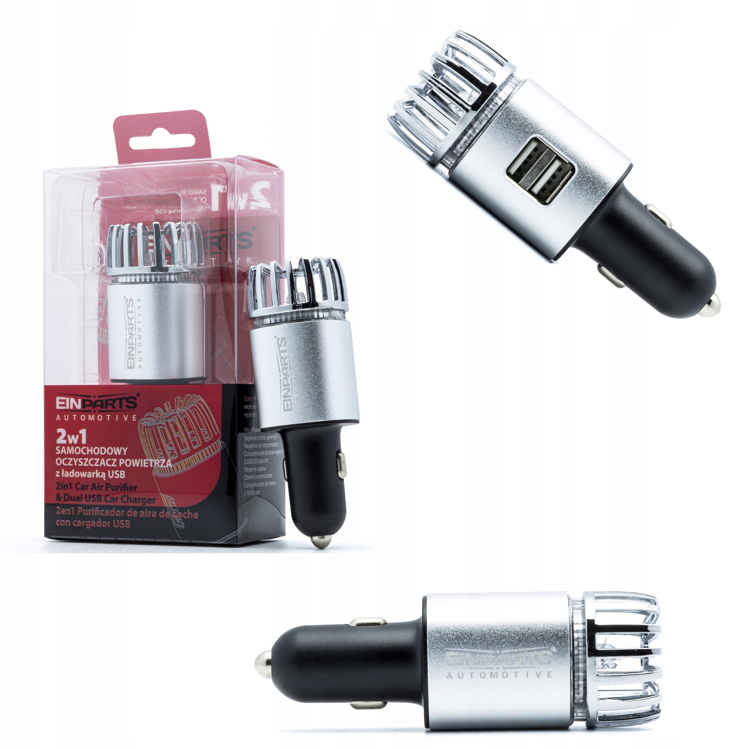 Samochodowy Jonizator Oczyszczacz Powietrza Srebro