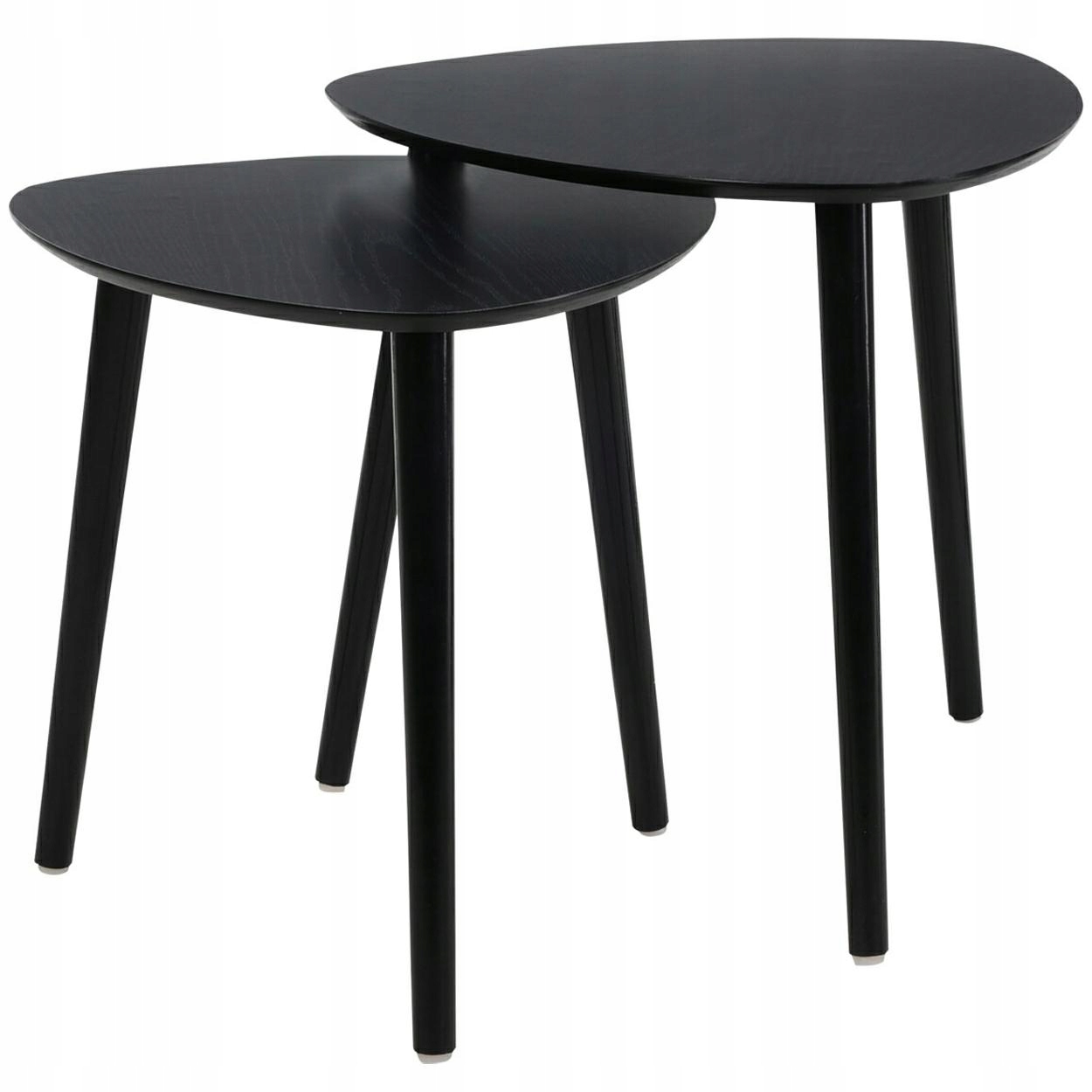 2x Dřevěný stolek Organický tvar do obývacího pokoje Ložnice 45 cm Černý Loft