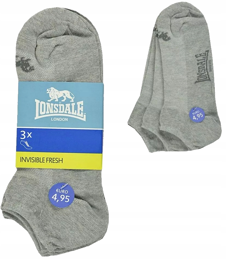 

Lonsdale Skarpetki Stopki Fresh 3-PAK Szare 35/38