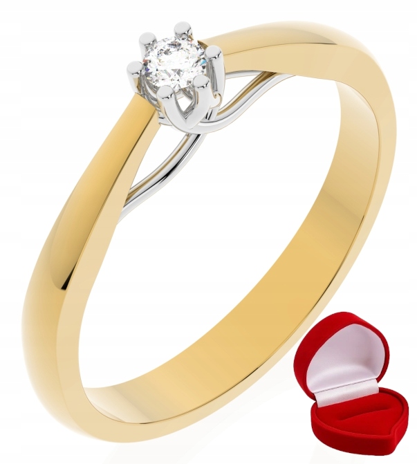 Zlatý Prstýnek 585 14k Diamant Lab Brylant 0,06 ct R13