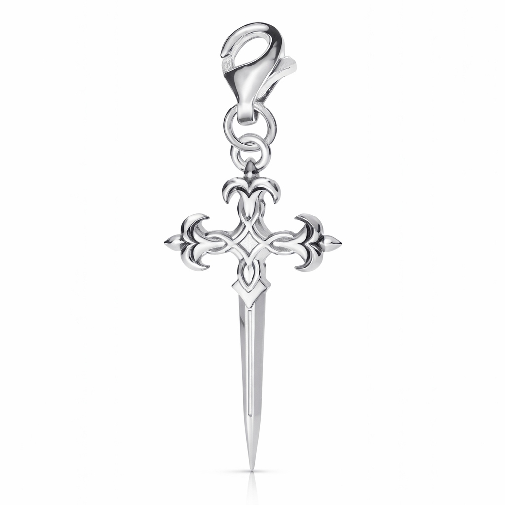 Stříbrný přívěsek na karabině Dýka Symbol boje Stříbro pr 925