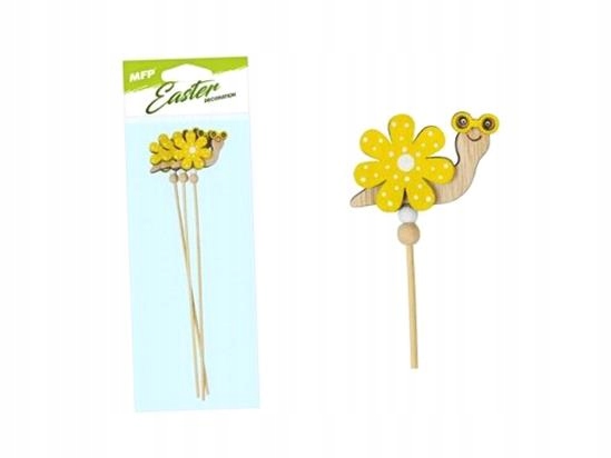 ŚLIMAK NA PATYKU KWIATEK ŻÓŁTY 28CM 3SZT