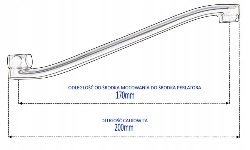 Wylewka fajka kranu do umywalki bateri umywalkowej krótka 20 cm uniwersalna Kolor chrom