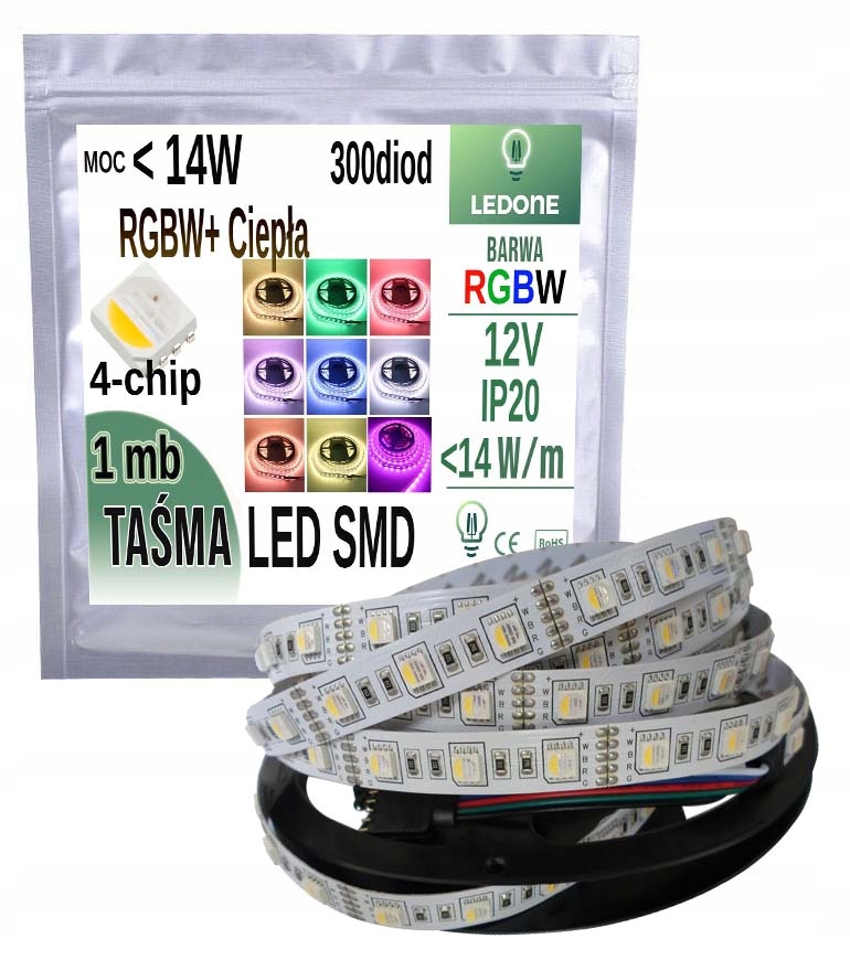 

Taśma Led Premium Rgbw Ww 4in1 5050 IP20 300d 1m