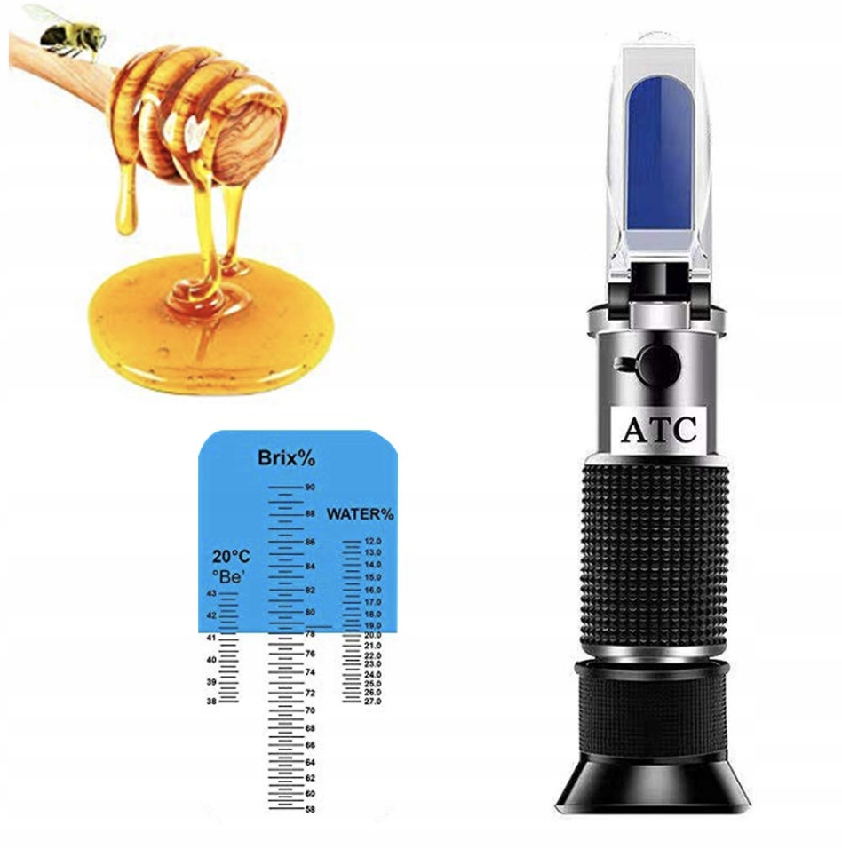 REFRAKTOMETR DO MIODU CUKROMIERZ WODA ATC OLEJEK BRIX ZAWARTOŚĆ KALIBRACJA Rodzaj inny