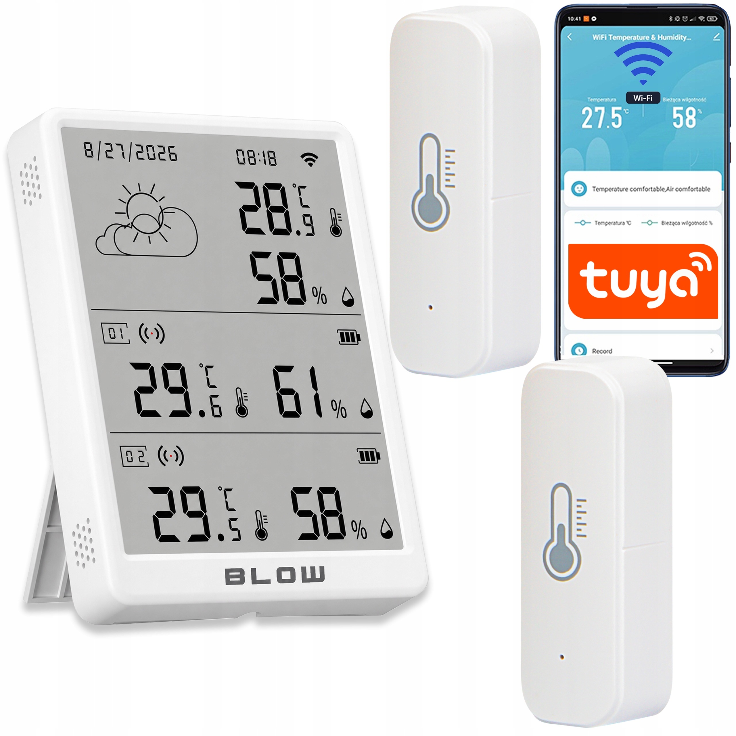 Teploměr Meteostanice Wifi Vlhkoměr Bezdrátový 2x Senzor