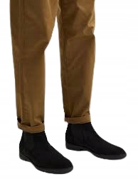 Selected Homme Pánské Černé Kožené Zasouvací Kozačky 43 Jjd