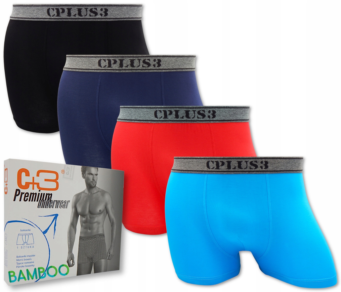 

4 X Bambusowe Bokserki Męskie C+3 Sport/lato