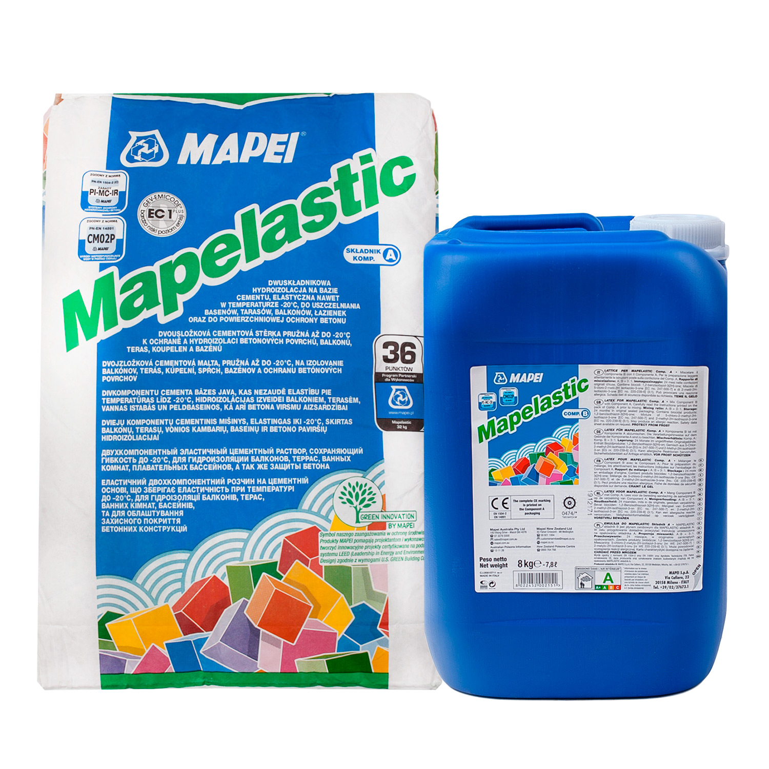 

Hydroizolacja Mapei Mapelastic 32 kg Taras, Balkon