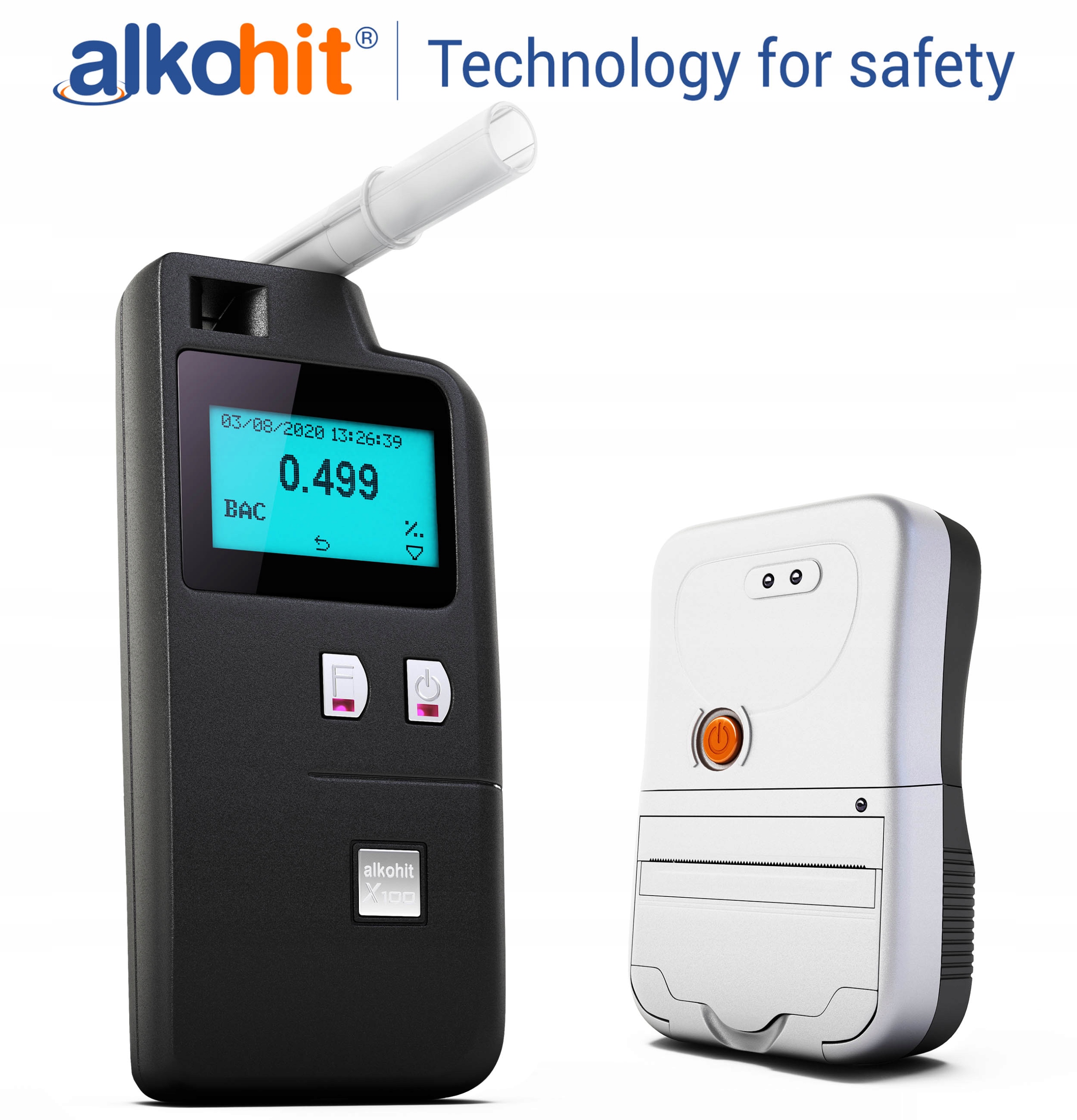 Alkomat ALKOHIT X100 z Drukarka BATERIA Li ion FV Model X100