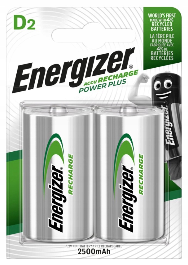 

2x Akumulatorki Energizer R20 D 2500 mAh 1,2V